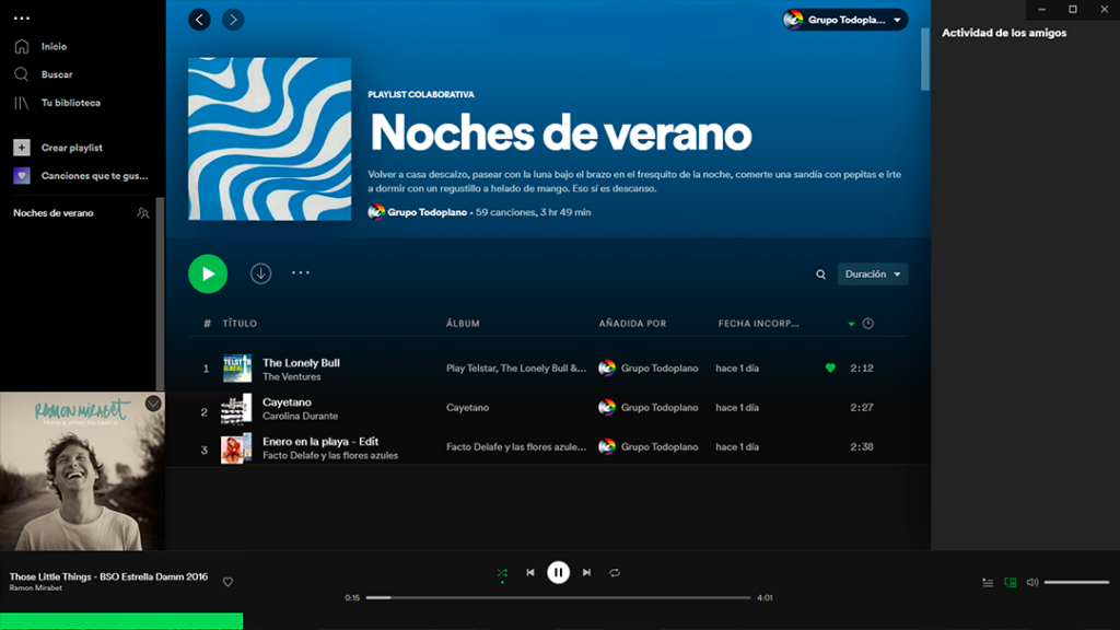 Noches de verano, playlist colaborativa del Grupo todoplano